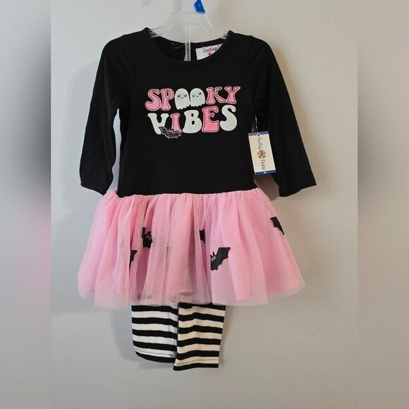 Girl Toddler SPOOKY VIBES Graphic Dress & Legging Set Size 2T NWT - Picture 8 of 9